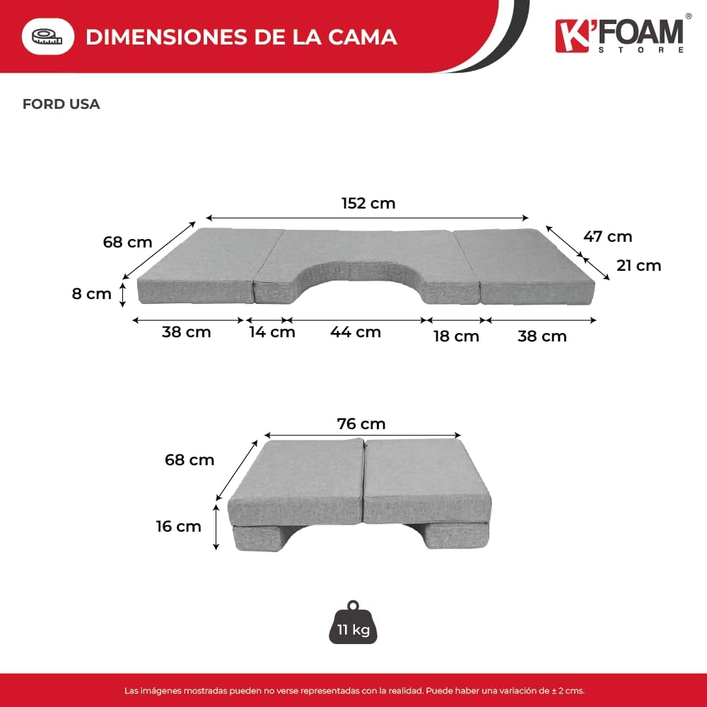Front Seat Mattress for Ford Transit 150, 250, 350 and Custom Camper RV (2014-2025) Front Cab Bed for Children and Pet