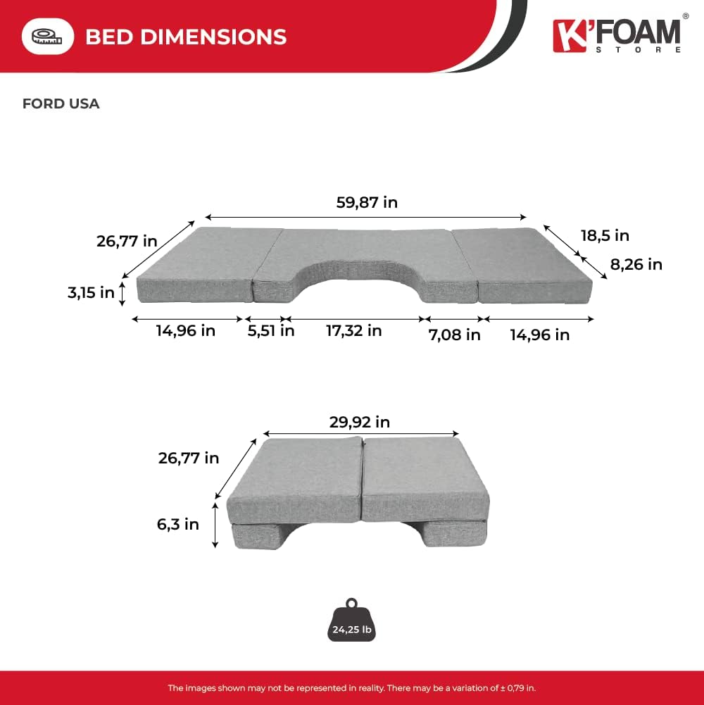 Front Seat Mattress for Ford Transit 150, 250, 350 and Custom Camper RV (2014-2025) Front Cab Bed for Children and Pet