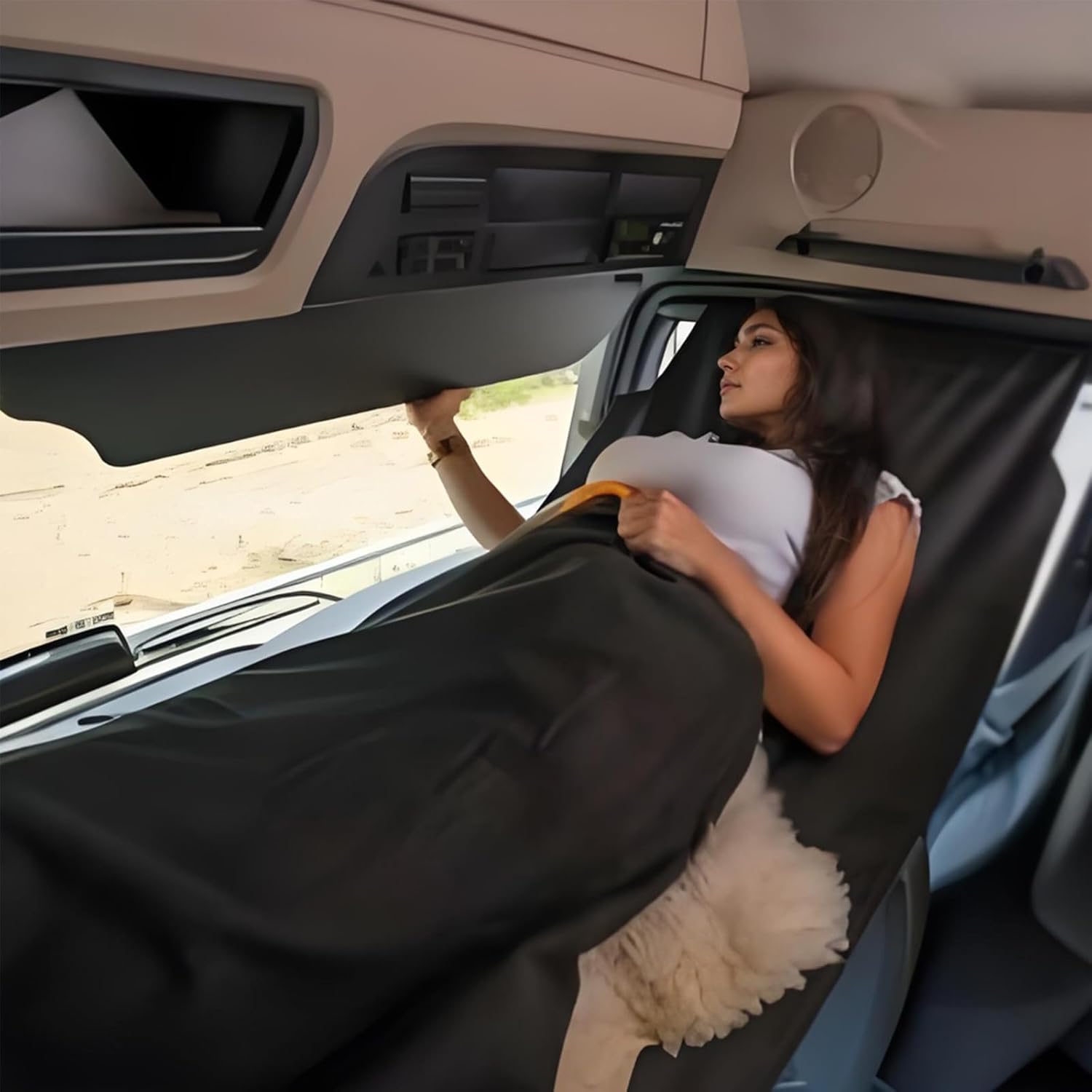 Truck Day Cab Hammock, Semi Truck Sleeping Solution, Black, Support Over 150kg, Comfortable Rest Platform, Best Gift for Driver