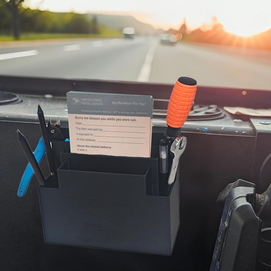 Storage Holder for Mail Carrier USPS/LLV, Detachable Postal Mail Truck Car Organizer, Scanner Clips to it, Pens, Scanner Clips，Small Tools, Markers and compartments for Mail & Forms, Gift for Mailers