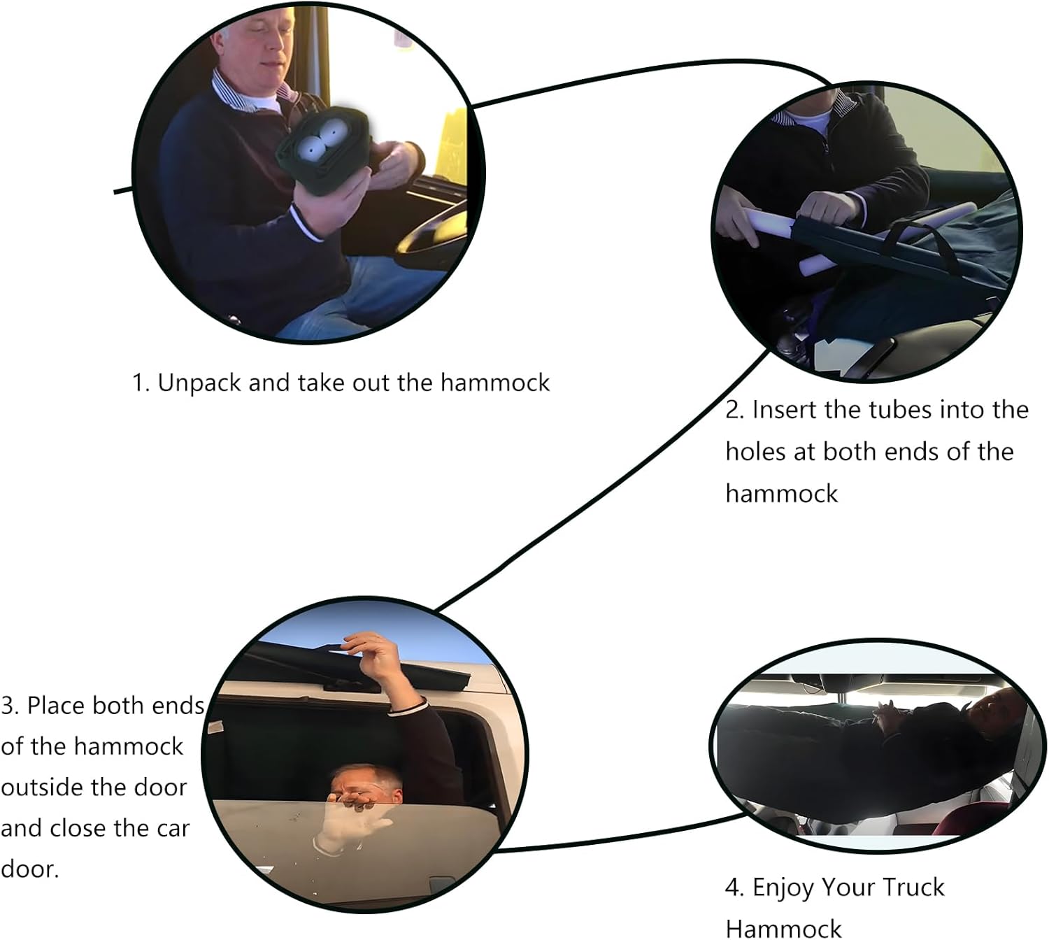 Truck Day Cab Hammock, Semi Truck Sleeping Solution, Black, Support Over 150kg, Comfortable Rest Platform, Best Gift for Driver