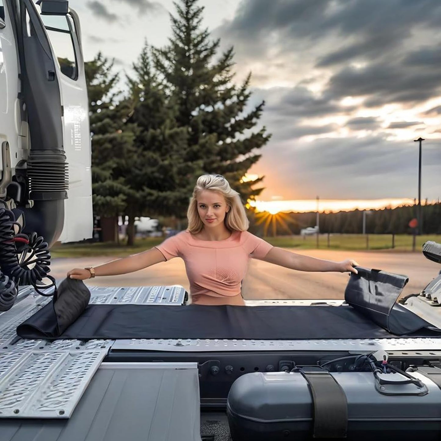 Truck Day Cab Hammock, Semi Truck Sleeping Solution, Black, Support Over 150kg, Comfortable Rest Platform, Best Gift for Driver