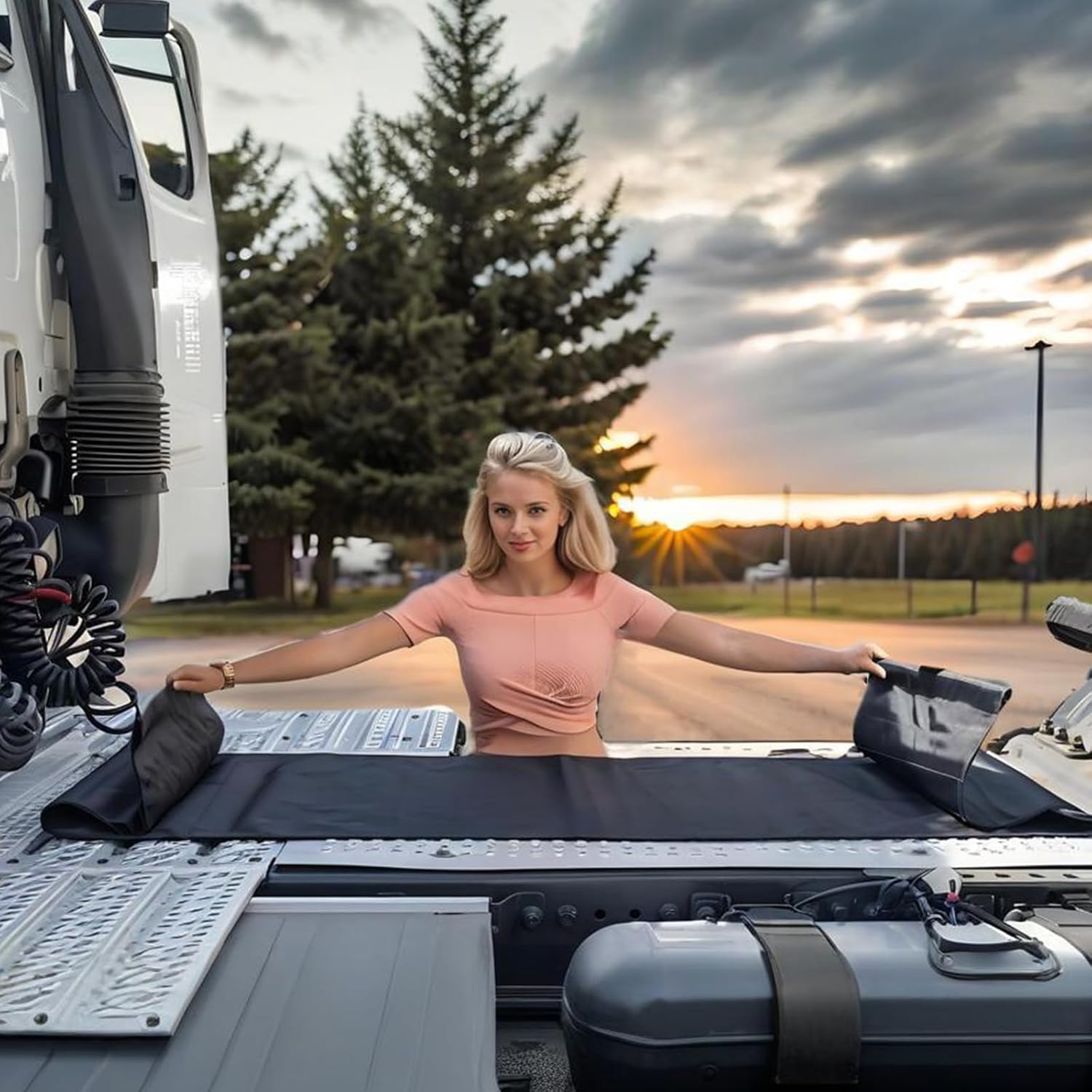 Truck Day Cab Hammock, Semi Truck Sleeping Solution, Black, Support Over 150kg, Comfortable Rest Platform, Best Gift for Driver