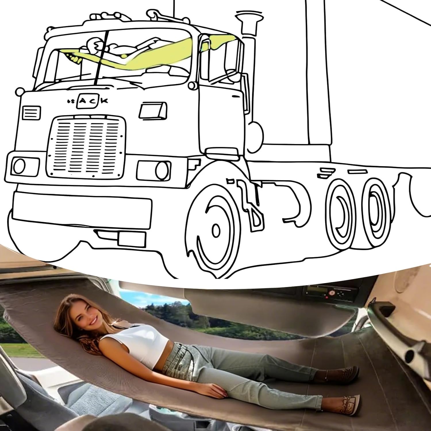 Truck Day Cab Hammock is Semi Comfortable Sleeping Solution for Trucks, 96In L x 27.8In W, 330 lbs Max Weight, Black Vehicle Hammock Best Gift for Driver,