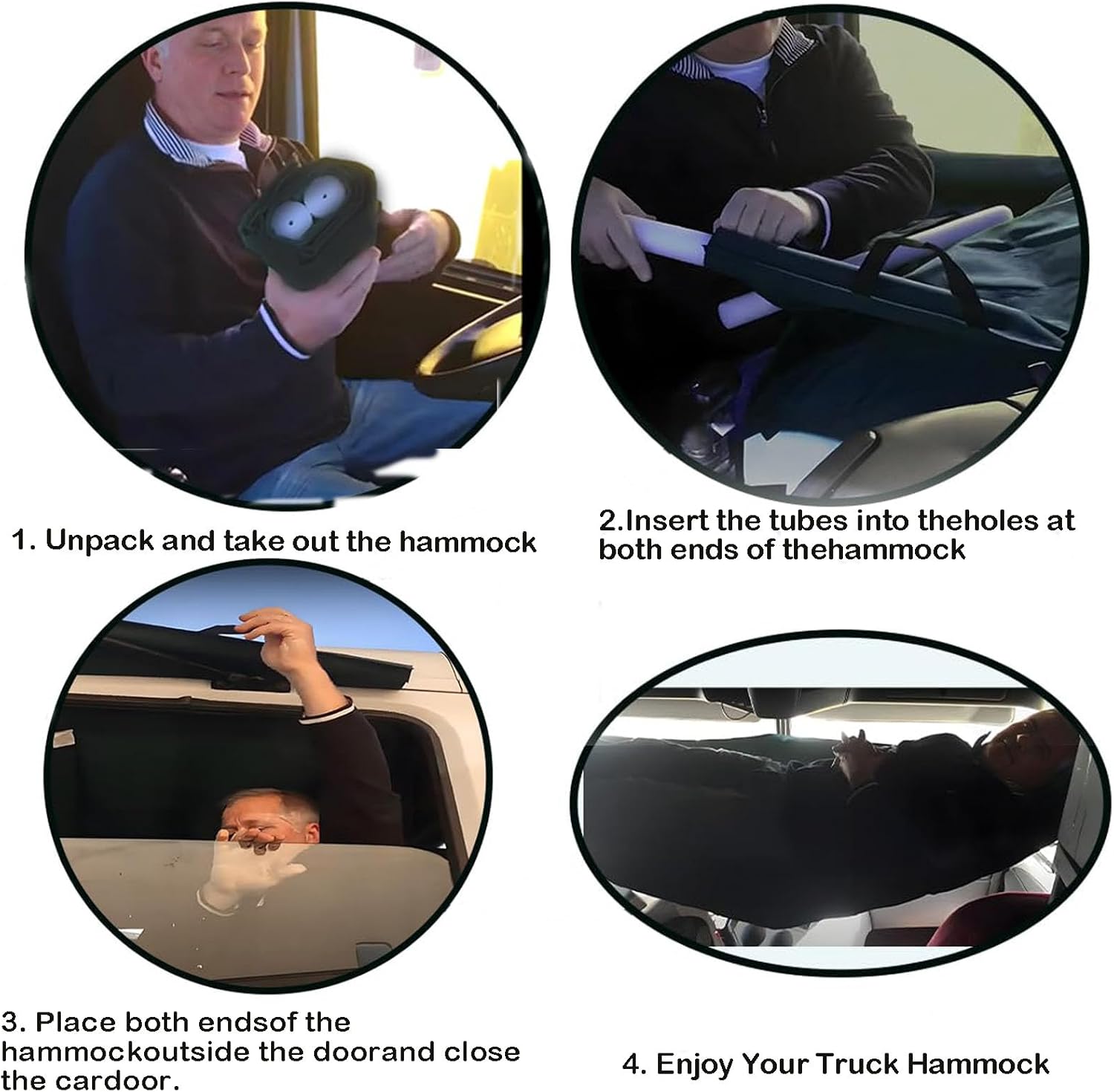 Truck Day Cab Hammock is Semi Comfortable Sleeping Solution for Trucks, 96In L x 27.8In W, 330 lbs Max Weight, Black Vehicle Hammock Best Gift for Driver,